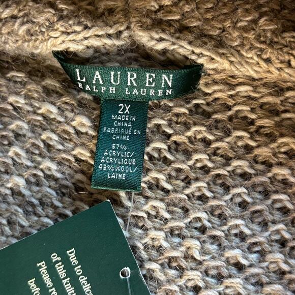 Lauren Ralph Lauren Wool Blend 2XL New With Tags Knit Sweater Fall Cardigan - Picture 4 of 11